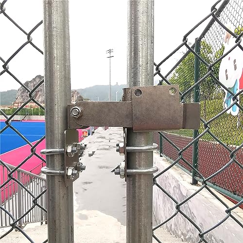 BiJun Chain Link Double Gate Latch for 1-3/8" Frames | No drop rod required,heavy duty galvanized steel,fits 4"-4.92" gaps,horizontally adjustable for residentialar outdoor fences