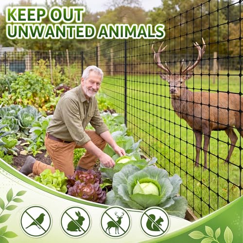 Windyun 2 Rolls 4'x50' Plastic Mesh Fence for Garden | Black HDPE Reusable Mesh Fence Roll,100 ft Coverage Plastic Netting for Garden Yard Backyard Chicken Rabbit Dogs - size: 50 ft