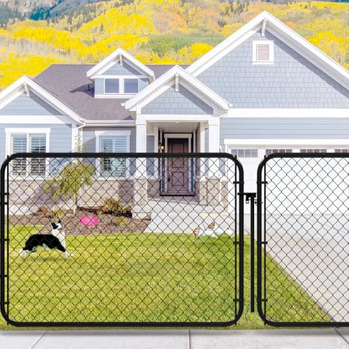 Adjustable Chain Link Fence Gate Kit,Rust-Resistant PVC Coated Garden Gate for Outside,Durable Outdoor Gate for Garden Fence, Pathways, Yards, and Driveways, 26"-72" Wide x 4' High - size: 4ft High