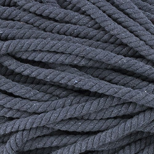 Twisted Natural Cotton Rope - 1/4 Inch - Solid Colors - Variety of Lengths and Colors to Choose from - color: Dark Gray, size: 10 feet