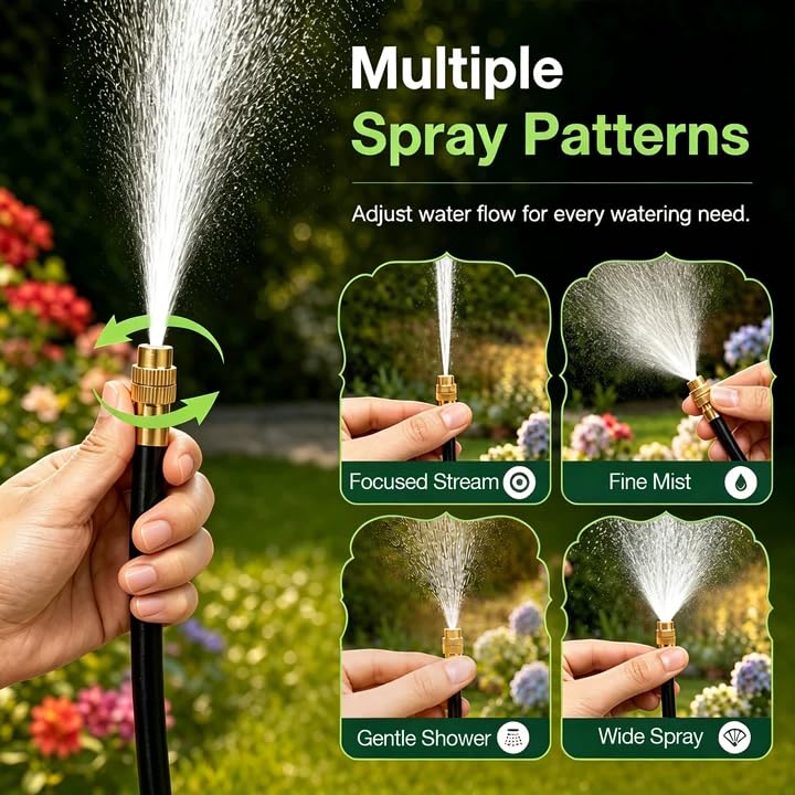 Bluepro Drip Irrigation System 100FT 1/4", 2026-Upgrade Garden Sprinkler Kit with 16PCS 360° Adjustable Copper Nozzles, Automatic Misting Watering System for Raised Beds, Greenhouse, Lawn, Patio, Yard - size: 100FT