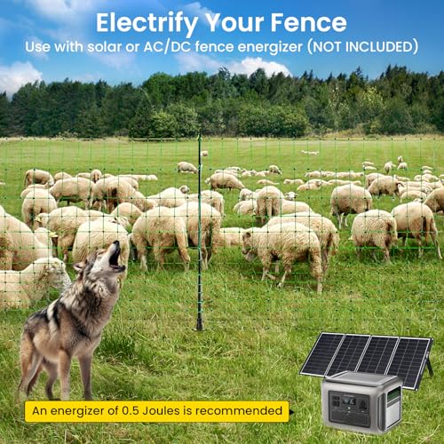 Electric Fence Netting, 164'L x 35.4" H Movable Livestock Nets for Sheep, Hogs, Cattle, PE Net Fencing Kit with 14 Posts Double Spiked, Electric Fencing for Backyards, Homesteaders, Farms Ranches - size: 164'L x 35.4"H