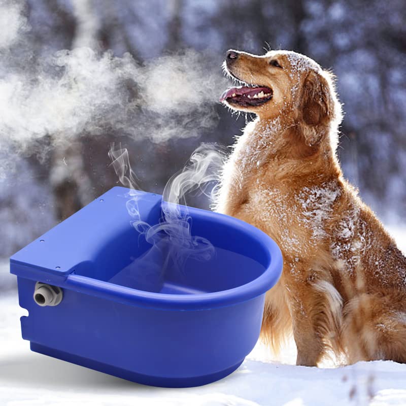 Automatic Heated Dog Water Bowl 1.3gal 100W Outdoor for Livestock | Us Plug Chew‑Proof Cord in Winter Outdoor Chicken Waterer With Thermostat & Float Valve for Pet Horses Sheep Poultry Cattle