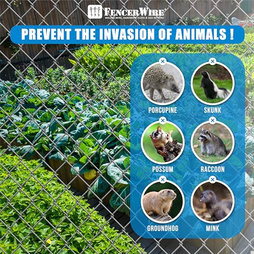 Fencer Wire 9 Gauge Green Vinyl Coated Galvanized Steel Chain Link Fence Fabric, Diamond Mesh Size 2-3/8 Inch, Galvanized Fencing Wire Roll for Garden and Animals Enclosure (4ft. x 50ft.)