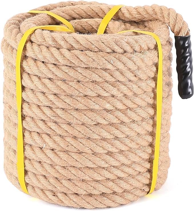 Natural Jute Rope, Heavy Duty Thick Rope, 3/4 in x 100 ft | For indoor and outdoor crafts, nautical rope decor, railings, hammocks, swings, gardening and tug of war - size: 3/4 in x 100 ft