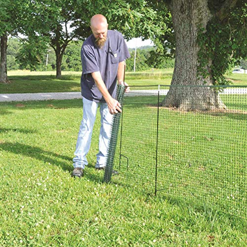 One Step Temporary Fencing KIT–50' x 36"–8 Black Posts–No Tools, Quick & Easy to Install, No Slipping or Sagging, Reusable. Animal & Deer Barrier for Flower Beds, Gardens. Fence in Chicken, Pets