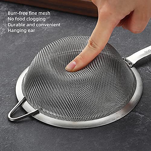 Stainless Steel Fine Mesh Strainers for Kitchen, Colander-Skimmer with Handle, Sieve Sifters for Food, Tea, Rice, Oil, Noodles, Fruits, Vegetable 4.73 inch - size: 4.73 inch