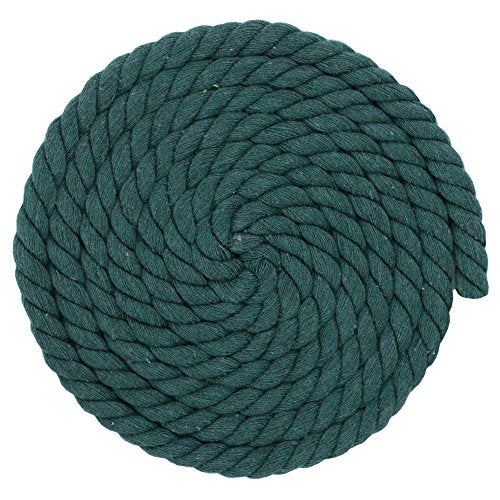 Twisted Natural Cotton Rope - 1/4 Inch - Solid Colors - Variety of Lengths and Colors to Choose from - color: Dark Green, size: 10 feet