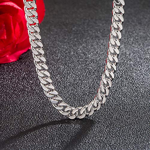 Dankadi Hip-Punk Solid 925 Sterling Silver Miami Cuban Link For Men & Woman Necklace Fashion 3-6 MM 18-30 inches Curb Chain Unisex Jewelry Gift - style: 6MM 24 inch