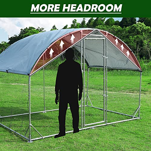TOLEAD Large Metal Chicken Coop Upgrade Tri-Supporting Wire Mesh Chicken Run,Chicken Pen Walk in with Water-Resident and Anti-UV Cover,Duck Rabbit House Outdoor（78.1" L x 108" W x 78" H） - size: 78.1"L x 108.0"W x 78.0"H