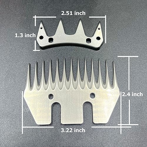 Sheep Shears Wool Clippers Universal Replacement Blades, Shearing Comb and Cutter Blade Set, Stainless Steel Straight 13-Teeth Detachable Trimmer Shears for Grooming Goats, Lambs, Llamas, Alpacas - size: Straight 13-tooth