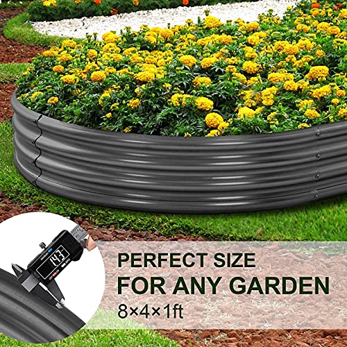 Land Guard 8×4×1 ft Galvanized Raised Garden Bed Kit，Raised Garden Boxes Outdoor, Oval Metal Raised Garden Beds for Vegetables（Grey）……… - color: 2-grey, size: 8×4×1ft(1pcs）
