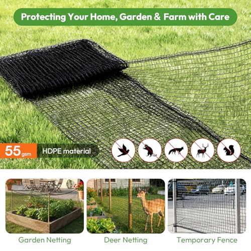 Deer Netting for Garden 7ftx25ft, Plastic Mesh Deer Fence with Pre-Strung Reinforced Edge, Durable Temporary Fencing for Yard, Ideal for Animal Barrier, Snow Fence & Tree/Crop Protection - size: 7ft X 25ft