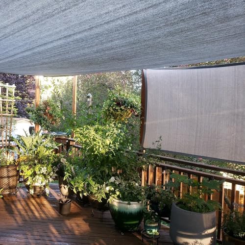 8X25 Ft Shade Cloth for Patio, 90% UV Block, 200GSM Sunshade Fabric | Heavy Duty Breathable Gray Sun Shade Cover Screen with Grommets for Outdoor, Pergola, Garden, Deck, Porch, Backyard - size: 8X25 FT