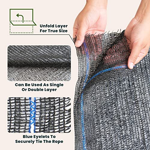 6 x 100 FT 40% Shade Cloth Roll Black | Black HDPE UV Resistant Breathable Eyelets Sun Protection for Greenhouse Garden Fence Pergola Patio Flower Plant Kennel - size: 6'x100ft - 40% - Black