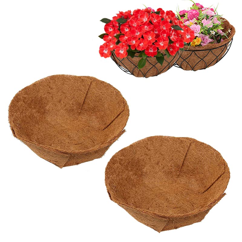 Coconut Hanging Basket Liners, 24 inch Foldable Coco Fiber Pads for 16/14/12 inch Hanging Planter Basket, Natural Coco Planter Basket Liners Replacement for Flowers/Vegetables (Round) - color: 24inch-round