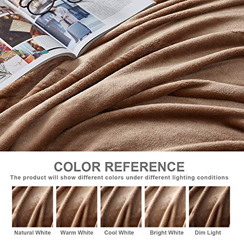 Hansleep Throw Camel Fleece Blanket, Soft Flannel Bed Blanket | Fuzzy Cozy Blanket 50x60 Inches, Multi-use for Bed, Sofa, Couch, Travel, Camping, All Season Warm Lightweight Cover - color: Camel, size: Throw (50x60 Inches)