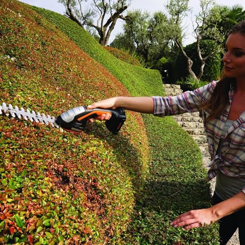 WORX Cordless Grass Shear & Shrub Trimmer, 20V 4" + 8" Bush Trimmer, WG801 | 8"& 4" blades interchangeable blades for grass and shrub trimming;2.0A battery battery & charger included; PowerShare. - style: 8" 20V Shrubber Trimmer w/(1)2.0Ah Battery
