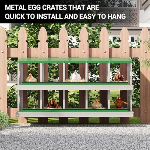 Chicken Nesting Box, 10-Hole Nesting Boxes, Removable Tray, Ventilation Holes, Easy Egg Collection & Cleaning, Laying Boxes for Hens, Green - color: Green, size: 53.5"L x 16.9"W x 26.6"H