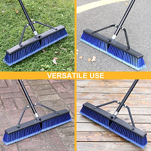 24 inches Push Broom Outdoor for Deck Driveway Garage Yard Patio Concrete Floor Cleaning-Blue - size: 24 Inches Heavy Duty