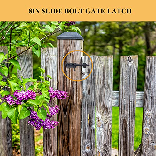 10in Slide Bolt Gate Latch 304 Stainless Steel Barrel Bolt Latch Heavy Duty Door Security Lock Thickened Door Latches Hardware with Mounting Screws for Barn Fence Shed Basement - color: 10in Black