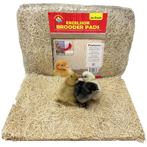 Cackle Hatchery Excelsior Brooder Pads for Chicks (25 Pack) - 9"x12" Aspen Excelsior Pads for Lining Chick Brooders - size: 25