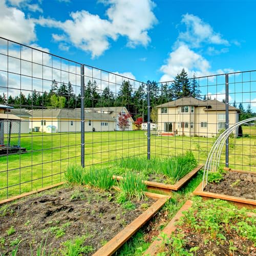 6ft Fence Posts, Pack of 10 - Sturdy Metal U-Posts & Step-in Stakes | No Digging Poles for Garden Wire Fencing and Yard Signs (Fits 5-ft Fence Mesh) - size: 6 Feet