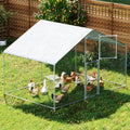 Large Metal Chicken Coop,19.7x9.8x6.4 FT Chicken Run for Yard with Waterproof & Anti-UV Cover,Walk in Chicken Pen with Feeding Door (6.6 * 9.8 * 6.4 ft) - size: 118.1"L x 78.7"W x 76.8"H