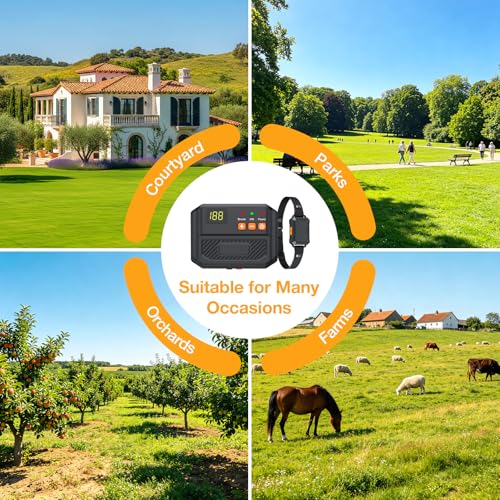 PcEoTllar Electric Fence for Dogs, Safe In Ground Fence Syetem, 1 Receiver | IPX7 Waterproof and Rechargeable Receicer, Comfortable & Adjustable Collar, Easy to Install & Operate, with 656Ft Wire - size: For 1 dog