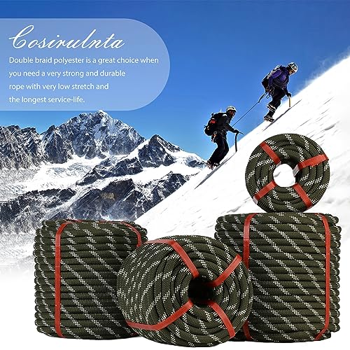 1/2 Inch Arborist Rigging Rope (150 Ft) - Green Double Braid Polyester Tree Rope & Bull Rope, Camouflage Utility Line - 48 Strand High Tensile Strength - size: 1/2 In x 150 Ft, style: Green