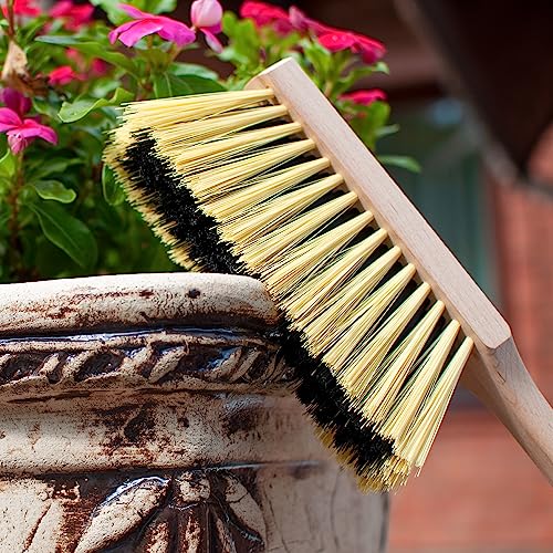 Cleaning Brush, 14.2'' Hand Broom with Medium-Soft Bristles, Wooden Handle, Multi-Purpose Dusting Brush for Home and Professional Use - size: 14.2"