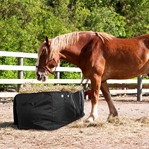 Tudomro Hay Bale Storage Bag-600d 44.4" x 22.8" x 18.7'' Extra Large Horse Hay Bag Black Heavy Duty for Horse Goats Storage Container Feeding Supplies for Feed Trailer