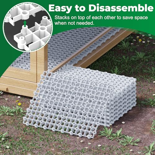 Forestchill Chicken Coop Ground Pads, 9 Pcs Plastic Floor Pads for Chicken Coops, Reusable Interlocking Walking Mats, Chicken Coop Accessories to Keep Coop Dry and Clean, Flexible to Splice