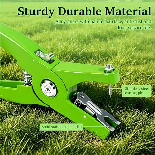 Livestock Ear Tag Pliers Universal Livestock Ear Tag Puncher Tagger Ear Tag Applicator for Livestock Cattle Cow Pig Sheep Goat (Green)