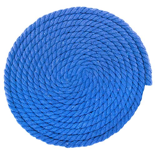 Twisted Natural Cotton Rope - 1/4 Inch - Solid Colors - Available in Lengths of 10 Feet, 25 Feet, 50 Feet, and 100 Feet - color: Royal Blue, size: 10 feet
