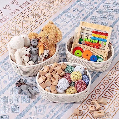 CubesLand Small Woven Baskets,Cute Baskets or Shelf Set 2 | Cube Organizer Basket Bin,Soft Toys Storage Basket,Baby Nursery Basket Bin,Home Decor 12"D x 8"W x 5"H Rainbow Stitches - color: Rainbow Stitches, size: 2pcs-small basket