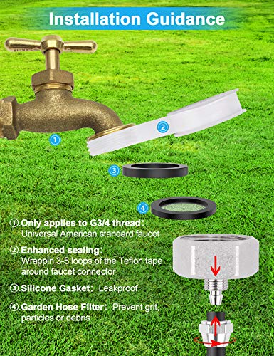 Lekit Misters for Outside Patio 27.5FT(8.4M)+8 Brass Mist Nozzles+a Brass Adapter(3/4") Detachable Outdoor misting Cooling System for Garden, Waterpark, Greenhouse, Backyard - size: 27.5 feet