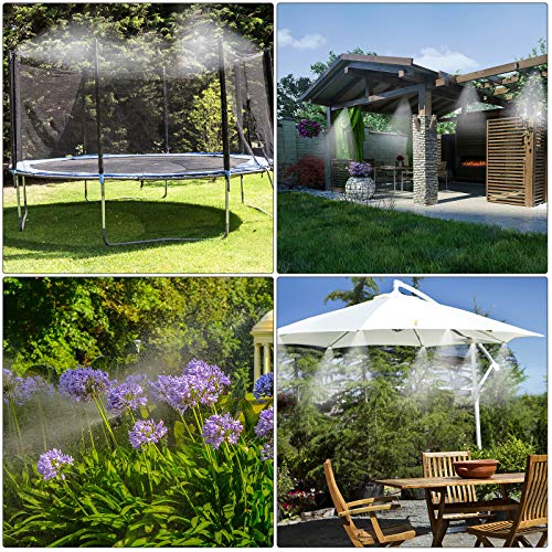 GMAULEE Misting Cooling System, DIY 98.5FT(30M) Misting Line +30 Brass Mist Nozzles+ a Brass Connector(3/4'') Outdoor Mister System for Patio Waterpark Garden Trampoline Greenhouse - size: 98.5 ft (30M)+30 Brass