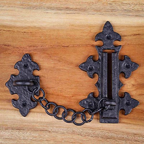 Renovators Supply Manufacturing Door Chain Lock 5 in Black Wrought Iron Chain Door Latch with Mounting Hardware - size: Pack of 1, style: 5 inch - Chain Style