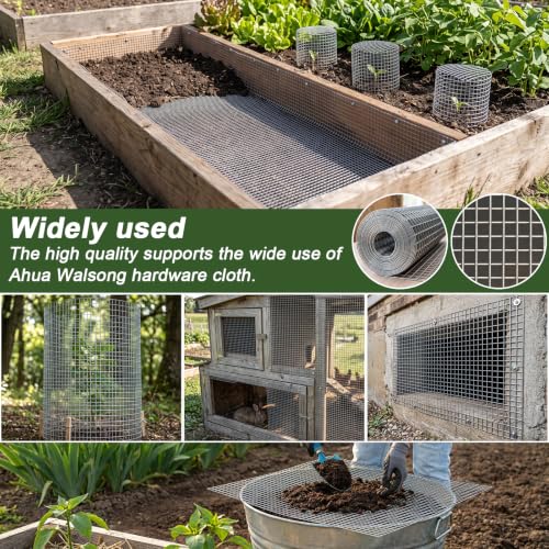 Galvanized Hardware Cloth 1/2 inch 12'' x 20' (19 GA), Chicken Wire Fence for Pens, Coops, Rabbit/Snake Fences, Supports Garden Poultry Animal Netting Cage - size: 1/2" 19ga 12in x 20ft
