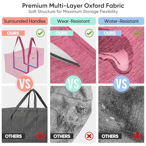 BALEINE Extra Large Storage Tote with Zippers & Carrying Handles, Heavy-Duty Oxford Fabric Moving Bags for Laundry, Space Saving, Storage, Berry Red - color: Berry Red, size: 1-Pack