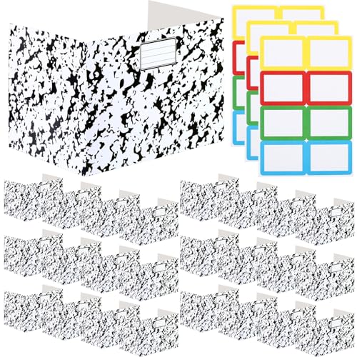 Sabary 24 Pack Desk Dividers for Students,Marble,White | Privacy Folders Testing Dividers with Labels, Standard School Privacy for Classroom Teacher Supplies - color: White, style: Marble