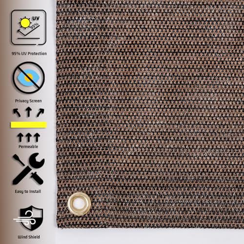 SUNNY GUARD 90% Shade Cloth 6x12 FT with Grommets, Mocha | Sun Shade Screen Fabric Shade Cover Tarp with Grommets for Pergola, Backyard & Garden, Durable HDPE, Custom Sizes - color: Brown, size: 0 6'×1 2'