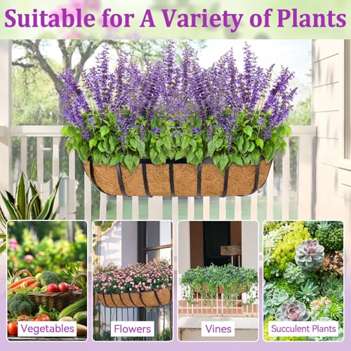 Halatool 24" Coco Liners for Planters, 2 Pack Coconut Fiber Trough Liners | Replacement Window Box Liners for Railings & Balcony Planters, Breathable, Prevents Soil Erosion & Promotes Healthy Roots - size: 24inch