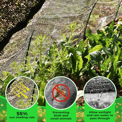 55% Shade Cloth for Garden,HDPE Cuttable Sun Shade for Plants,Mesh Garden Shade Cloth for Greenhouse Vegetables,Plant Heat Protection Black Cover for Patio Raised Bed (10×20FT) - size: 10×20FT