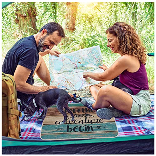 Welcome Mats for Front Door Farmhouse Camper Door Mat Trailer RV Floor Mats Let The Adventure Begin Camping Doormat Non Slip Rubber Entrance Rug for Indoor Outdoor 17x28 inch
