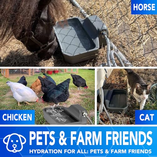PETTEN Auto Fill Dog Water Bowl, Outdoor 1Gal/3.75L Automatic Dispenser | Auto-refill float valve,no electricity.3.75L for dogs/cats&livestock.3/4"GHT hose connection.Food-grade HDPE,durable - color: Grey