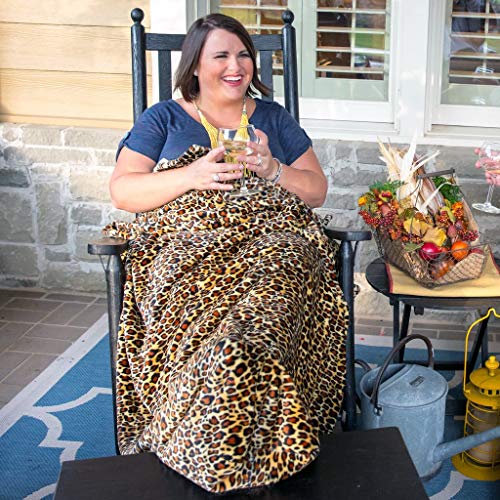 Luscious Leopard Sherpa Foot Pocket Blanket Non-Electric