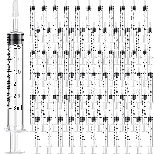 Zhengmy 100 Pack Bulk Plastic Syringe with Slip Tip, 3 ml