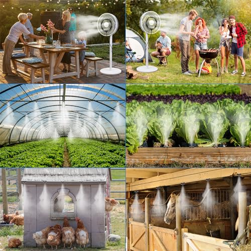 Misting Cooling System,Misters for Outside Patio, 65.6FT (20M) DIY Misting System Outdoor Misters for Patio Cooling Water Misters for Cooling Outdoor for Porch Trampoline Garden Watering Greenhouse